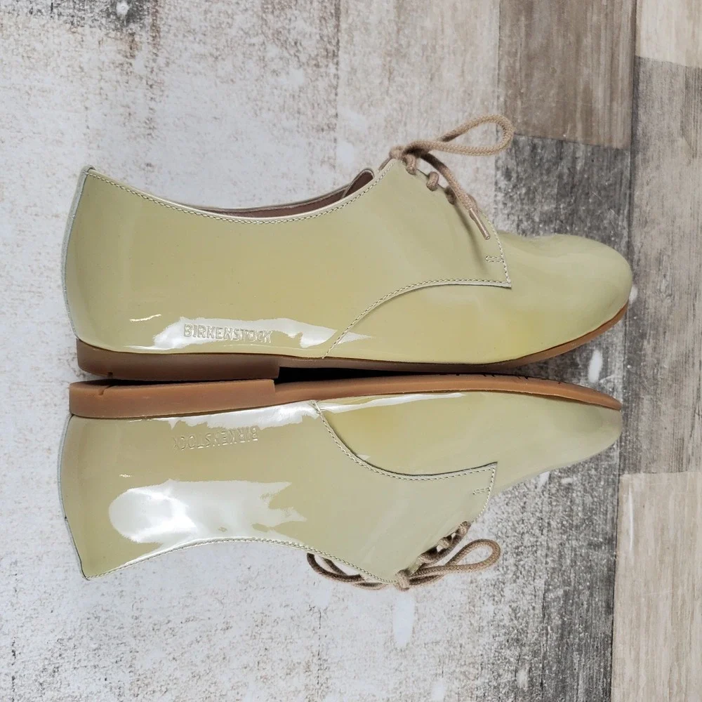 Birkenstock Saunders Womens Shoes Sz 6 Cloud Patent Leather Lace Up Oxfords